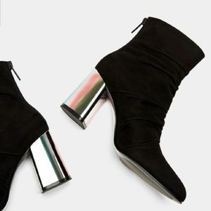 LEATHER ZARA BLACK ANKLE BOOTS WITH METAL HEEL